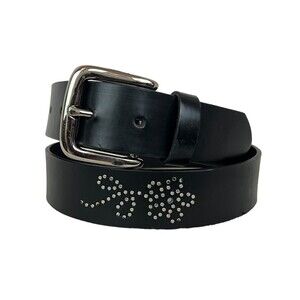 A. Brod Belt  Womens Size L  Black Leather Stud Flower Embellished Belt